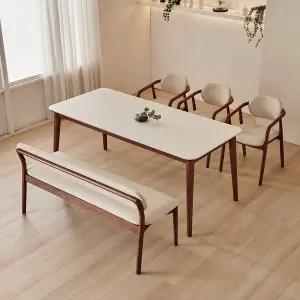 [신세계라이브쇼핑]동서가구 로라 6인용 원목 세라믹 식탁 세트 1800 (의자3+3인 벤치1) DF927595