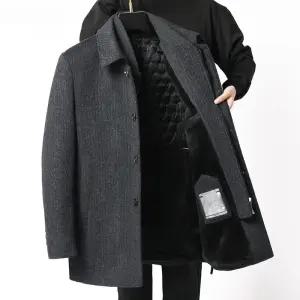 남성 모직 반코트 겨울 자켓 중년 해군 하프 코트 그레이 170cm 권장