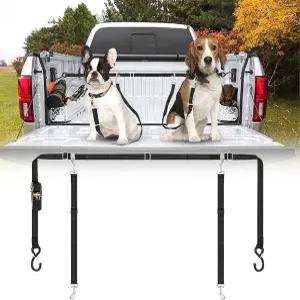 트럭 침대 2 개 목줄 SUV 또는 상자용 헤비 듀티 벨트 시스템 길이 조절 가능한 120인치 애완동물 체인