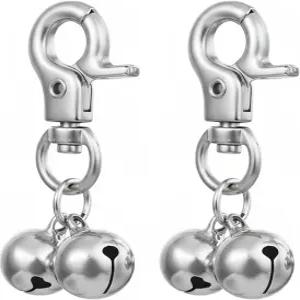 목걸이용 Zelphvt 벨 반려동물 걸이 반지 2개 반려견 실버벨 액세서리 헤비 듀티 스냅 클립을 사용한