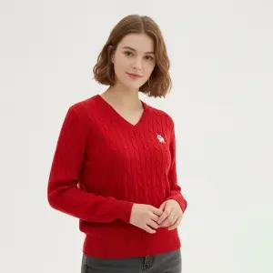 스파오 케이블 브이넥 크롭 스웨터 SPKWF49GY1