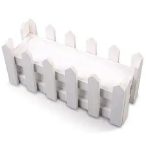 사각 원목 울타리 화이트 중형 조화용 울타리 화분 WFFQT42