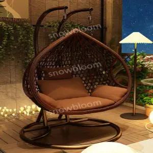 라탄그네 2인용 야외 가정용 펜션 벤치 해먹