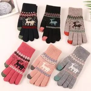 은창핸드폰 터치 디어 눈꽃 니트 장갑 핸드워머 털장갑 겨울장갑 겨울 방한 보온 공용 남성용 여