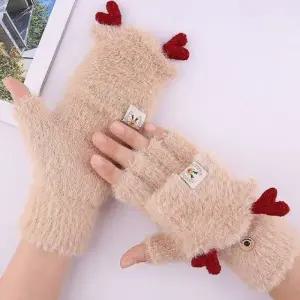 사슴뿔 반장갑 손가락개방형 털장갑 보온 혹한기 겨울