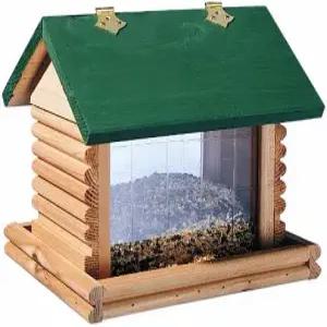 북부 주 대형 매달린 통나무집 새 모이통 야외용 나무 10파운드의 씨앗 보유