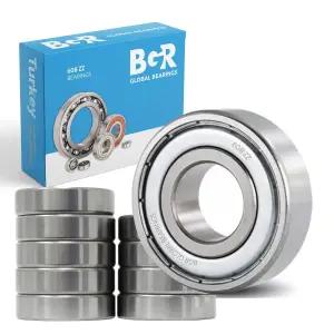 BGR 글로벌 베어링 608-ZZ 베어링(10개) - 윤활 크롬 스틸 밀폐 볼 금속 실드가 있는 8x22x7mm