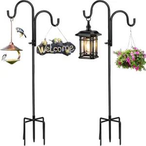 Greenidea 2 PCS 조절 가능한 야외용 이중 목자 후크 47인치 정원 태양광 조명 랜턴 새장 결혼식 식물