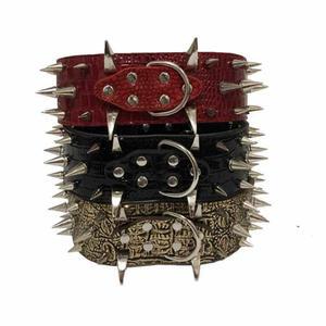 대형견 찡목줄 가죽 맹견 패션 두꺼운목줄 스터드 리드줄 휴대용 견인 일반 중형