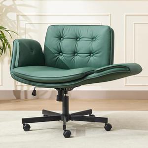 암섹 크리스 크로스 의자(팔걸이 및 바퀴 포함), 조절 가능한 회전식 편안한 라운지 배니티 의자, 홈 오피스 책상 중세 스타일, (크리스마스 그린)