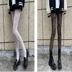 2컬러 꽃덩굴 패턴 스타일리시한 망사 팬티스타킹 WFJOZF1
