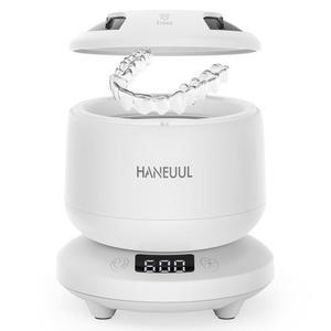 2025 틀니 및 얼라이너용 리테이너 클리너, 내구성 있는 탈착식 베이스 상단 커버, 마우스 가드, 주얼리, 반지 등 4가지 모드의 클리너 머신 (흰색)