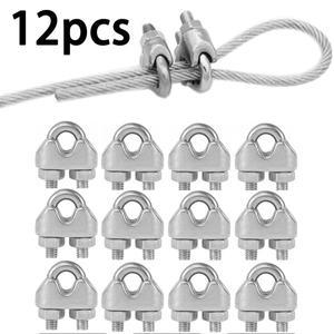 12개 U형 M3 케이블 클램프 3M 호환m 와이어 로프 고정 클립 스테인리스 스틸 U 볼트 새들 패스너 메탈