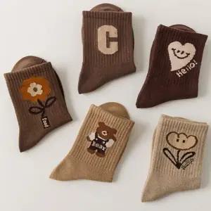 준캡 어린이 아동양말 하트헬로 중목 유아동양말 5족세트 3세12세 3가지사이즈 4계절 면양말