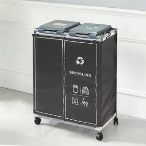 재활용 분리수거함 2단 커버세트/분리수거대 쓰레기통