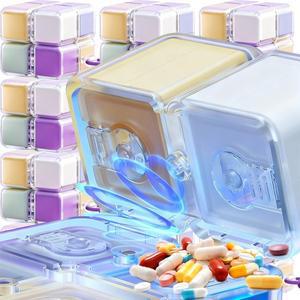 큐브 약통 휴대용 7일용 자석 랜야드 안전 보관 여행용 다용도 디스펜서 건강 필수품