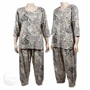 MLSTORE 홈웨어 세트 레오파드잠옷 할머니잠옷