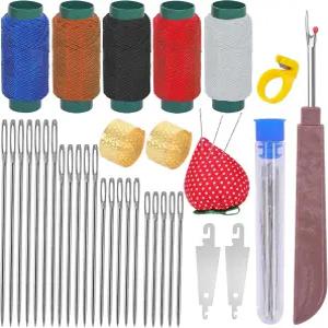 34개의 큰 눈 스테인리스 스틸 재봉 바늘 세트 손 키트용 강철 나사