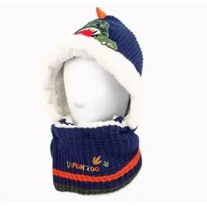 (사이즈-색상 FREE-네이비)다이몬쥬 남아 후드 넥워머 방한모 목도리 목 워머 넥워머 아동 아기목도리 유아