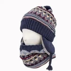 (옵션 FREE-네이비)드로우 유아 벙거지 머플러 세트 방한 모자 목도리 후드 털모자 아동 유아 겨울모자 어