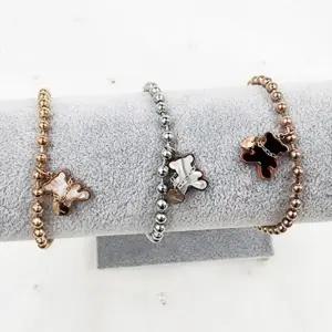 발찌 여성 써지컬스틸 자개 곰돌이 포인트 귀여운