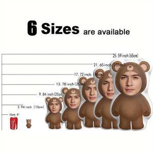 맞춤형 미니 곰돌이 얼굴 플러시 - 개인 사진 홈 쿠션 DIY 양면 독특한 디자인