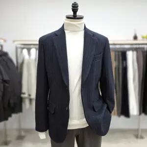 [레노마 옴므]22FW 스텐다드 국내제작 모혼방 스트라이프 캐쥬얼 콤비자켓ROLMBJ63A 네이비T57