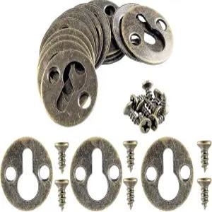 Piutouyar 48Pcs 원형 열쇠고리 걸이 액자 선반 브래킷 나사가 달린 금속 고정 장치(브론즈 톤)