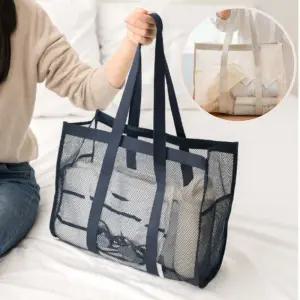 대용량 물빠짐 목욕가방 수영장 수영가방 메쉬소재 비치백 숄더