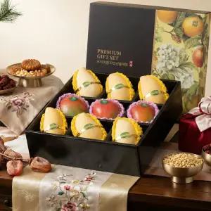명절 과일 선물세트 고당도 프리미엄 골드망고 6과 애플망고 3과(보자기 동봉)
