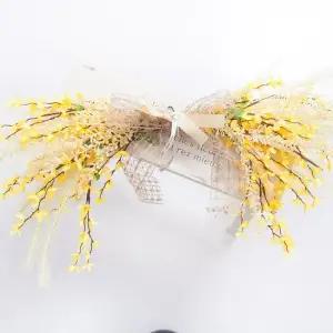 개나리 조화 가랜드 팜파스 80cm 인테리어 봄 꽃 벽장식 벽걸이 현관 문 꾸미기 소품