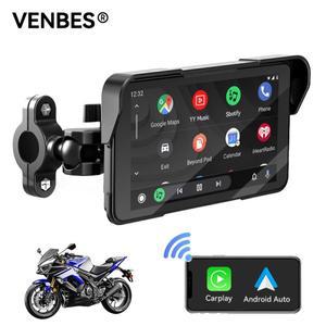 VENBES 바이크 오토바이 카플레이 5인치 GPS 내비게이션 무선 안드로이드 오토 타입-C 블루투스 방수 쉽게