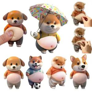 귀여운 캐릭터 강아지 뱃살 말랑이 자동차 문콕 방지 스티커 방문 도어 가드 범퍼 보호대 쿠션 손 장난감