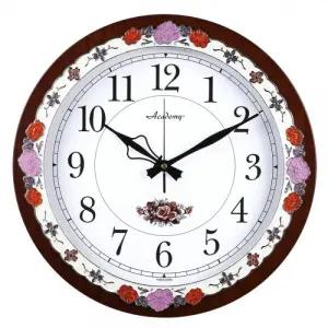 무소음 벽시계 400 파이 무궁화링 꽃자판 월넛 D-40 CAS