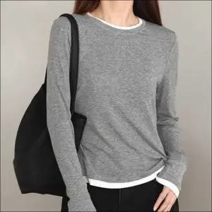 기모안감 티셔츠 이너티 레이어드 두겹 3컬러 여자 긴팔 포근한