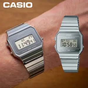 [카시오]사각 남녀 커플 전자시계 유광 실버 골드 손목시계