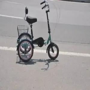 프리미엄 성인 전동 접이식 미니 레드 16인치 세발자전거 배터리형 어른용