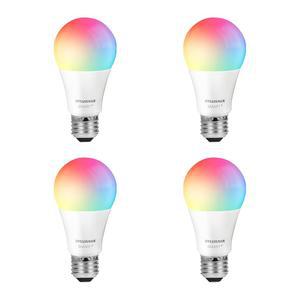실바니아 와이파이 LED 스마트 전구, 60W 동급 풀 컬러 및 튜닝 가능한 화이트 A19, 디밍 가능, 알렉사 구글 홈 전용 호환 - 4팩(75674)