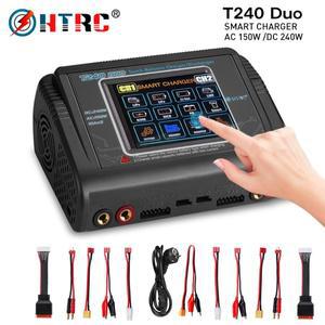 HTRC T240 고전력 배터리 충전기 AC150W DC 10A RC 모델용 듀얼 채널 터치 스크린 Lipo 밸런스 방전기