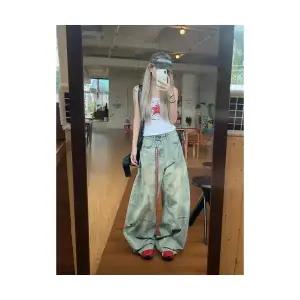 여자 배기 청바지 폐토풍 빅사이즈 커브 진 가을겨울 때묻은 와이드 바지 러시 BE4