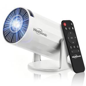 WiFi 및 블루투스 기능을 갖춘 WellSonic 미니 프로젝터, 휴대용 영화 프로젝터 지원 4K, 자동 키스톤, 210 회전, 130인치 화면 스마트 침실 야외용 HDMI 휴대폰 TV 스틱