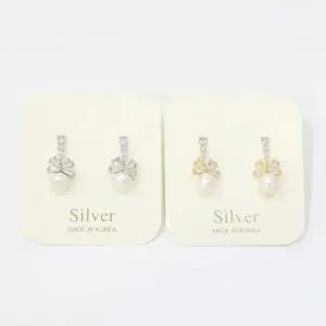 [다잇템] 여자 실버침 금색 리본장식 실버 큐빅포인트 귀걸이_19922972_588872