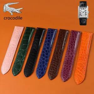 까르띠에 탱크 런던 솔로 시리즈 악어 가죽 시계줄 크로커다일 천연 가죽 시계줄 팔찌 16 17 18 23 25mm