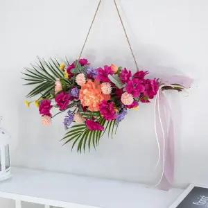 진달래 조화 가랜드 트로피칼 50cm 인테리어 봄 꽃 벽장식 벽걸이 현관 문 꾸