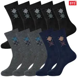 BYC로얄 다이아패턴 신사 장목양말10켤레SMS1251