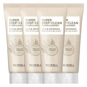 리코셀 병풀약쑥 슈퍼 딥 폼클렌징 220ml 4개 대용량 저자극 촉촉 어성초 약알칼리성