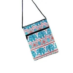 면크로스백 태국 캔버스 코끼리 미니 크로스 가방 그린+오렌지) 면크로스백 휴대폰가방