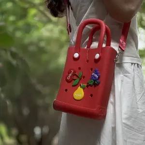 롱타임헬씨 어린이집 굿즈 선물 과일 방수가방 레드 젤리 EVA 미니 비비드 크로스백 기념