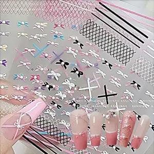 네일아트 러블리 진주스톤 리본 5D 엠보 스티커 3종-WFHTUMB