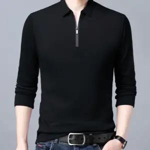 칼 반집업 긴팔 남성 티셔츠 골프 카라티